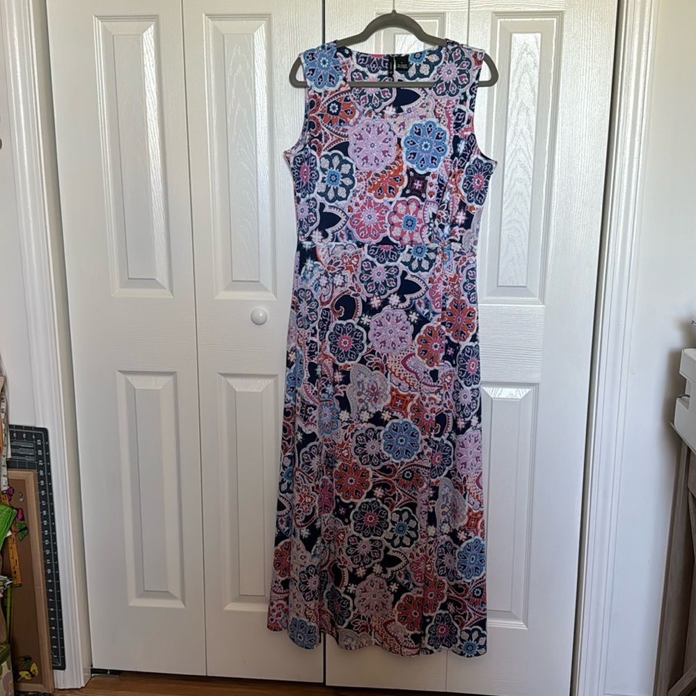 Multi colored faux wrap maxi dress size L